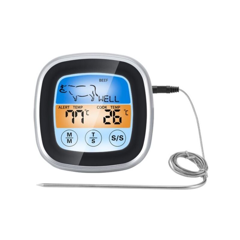 foto del prodotto forchetta per timer da barbecue, campo da barbecue, cucina, barbecue, carne, termometro per alimenti