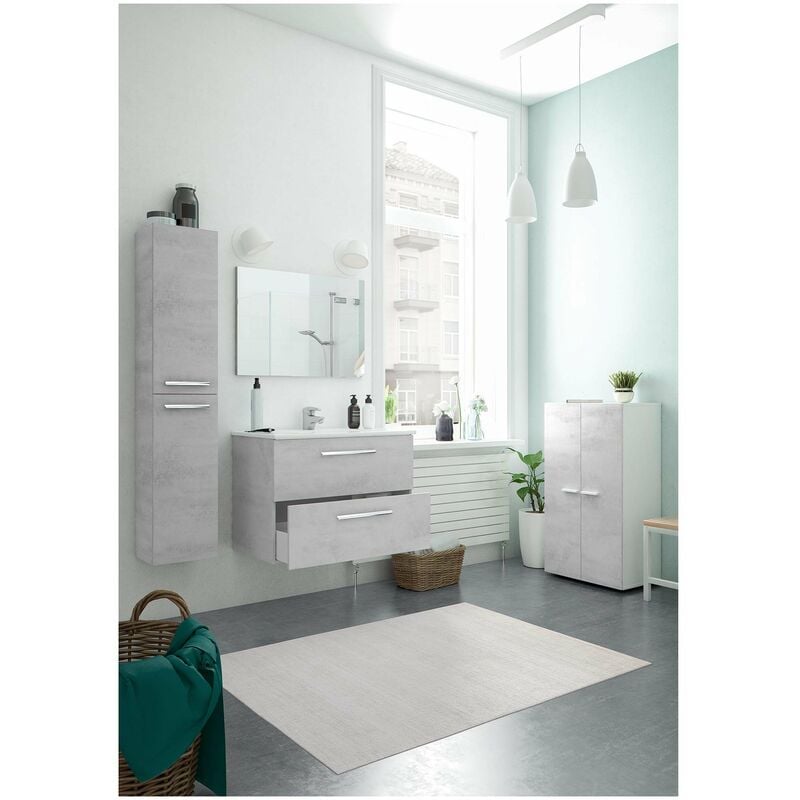 foto del prodotto fores habitat s.l.u. kit mobile bagno aruba 2 cassetti cm.80x45x57h finitura cemento salone