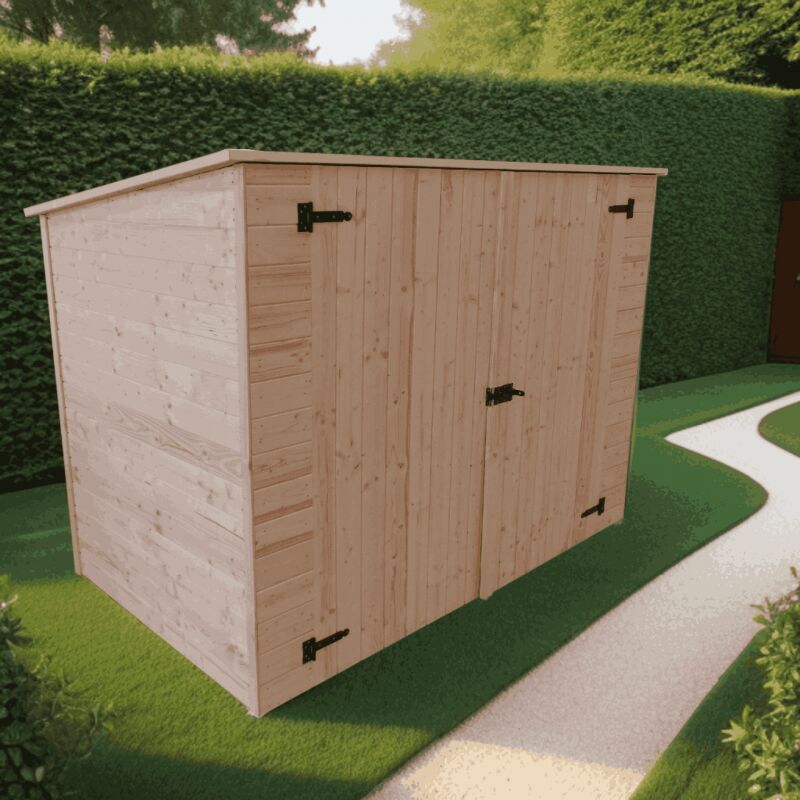 foto del prodotto foresta casetta mod. eden in legno massello a pannelli per biciclette 200x120 con pavimento
