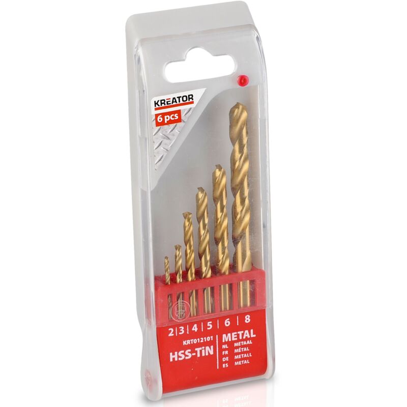foto del prodotto foresta metallo hss titanio kreator x6coffret 6 punte hss tin