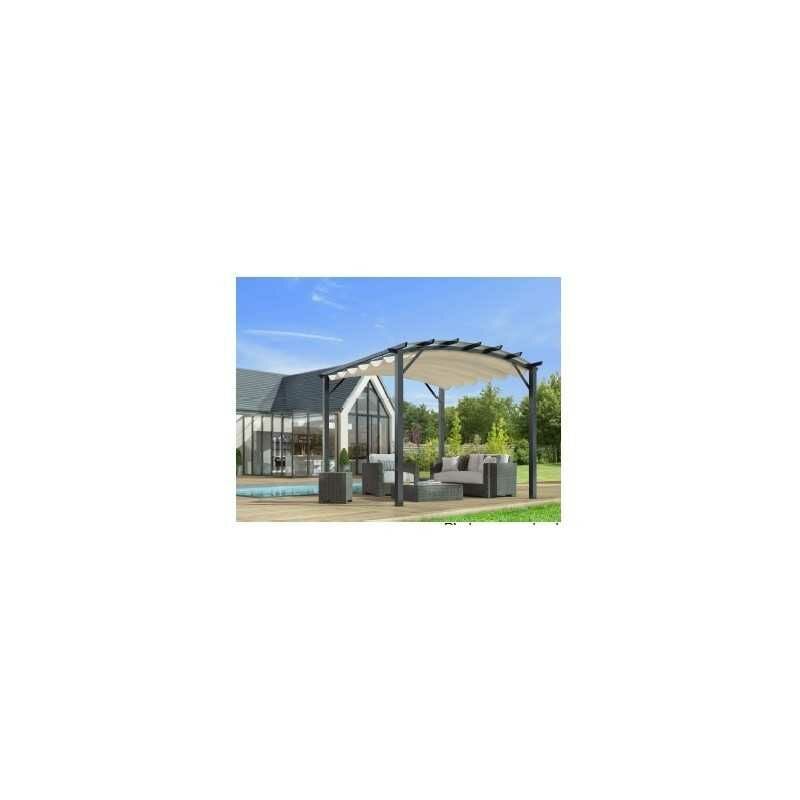 foto del prodotto foresta pergola in alluminio a 7 lamburde struttura ad arco grigio antracite telo copertura ruggine 140 gr mq