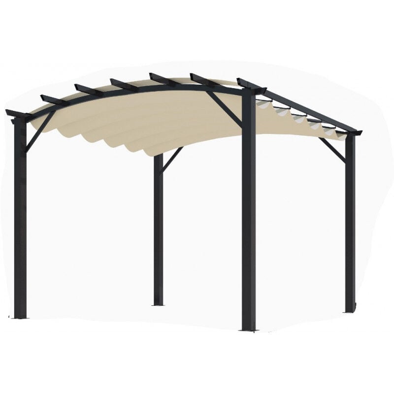 foto del prodotto foresta pergola in alluminio ad arco con 7 lamburde 340x330x240 colore antracite e telo di copertura