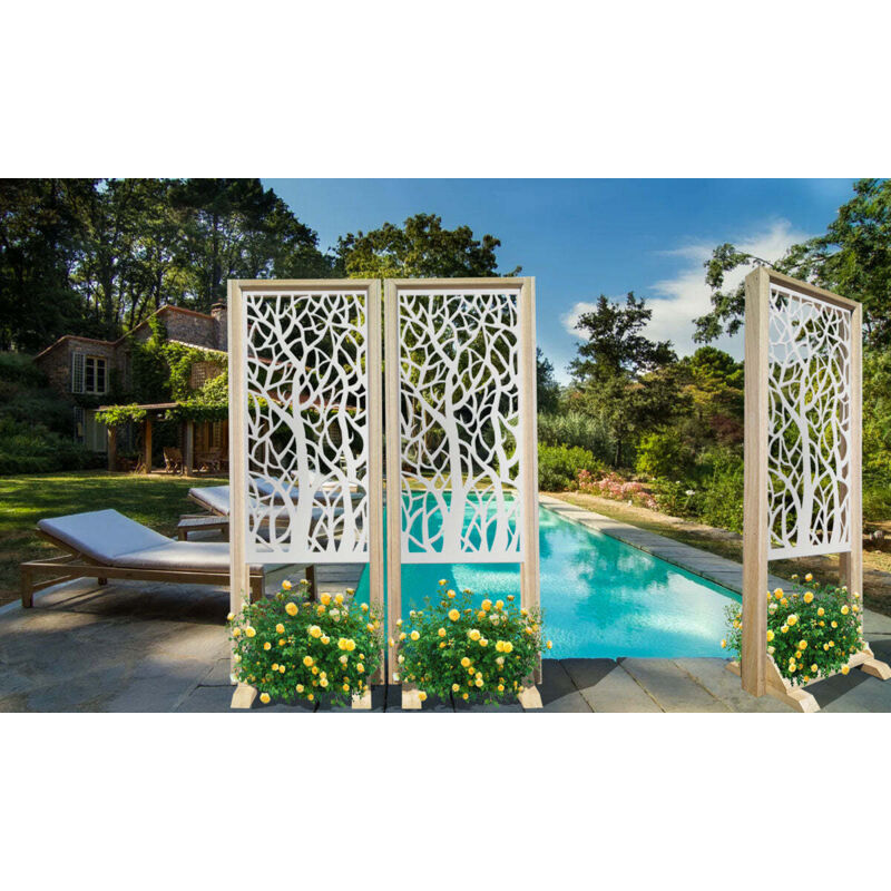 foto del prodotto foresta separ paravento modulabile 70x190cm in legno e pvc colore bianco