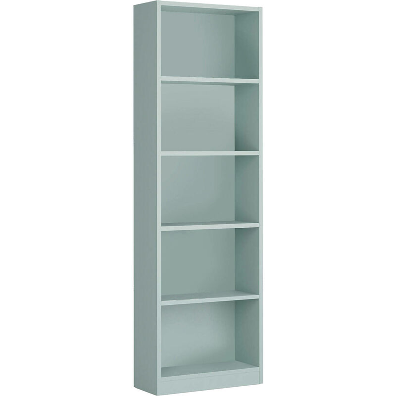 foto del prodotto forex libreria, mobile portalibri alta a 5 ripiani, scaffale da ufficio o cameretta, scaffale moderno con scomparti, cm 52x25h80, verde acqua