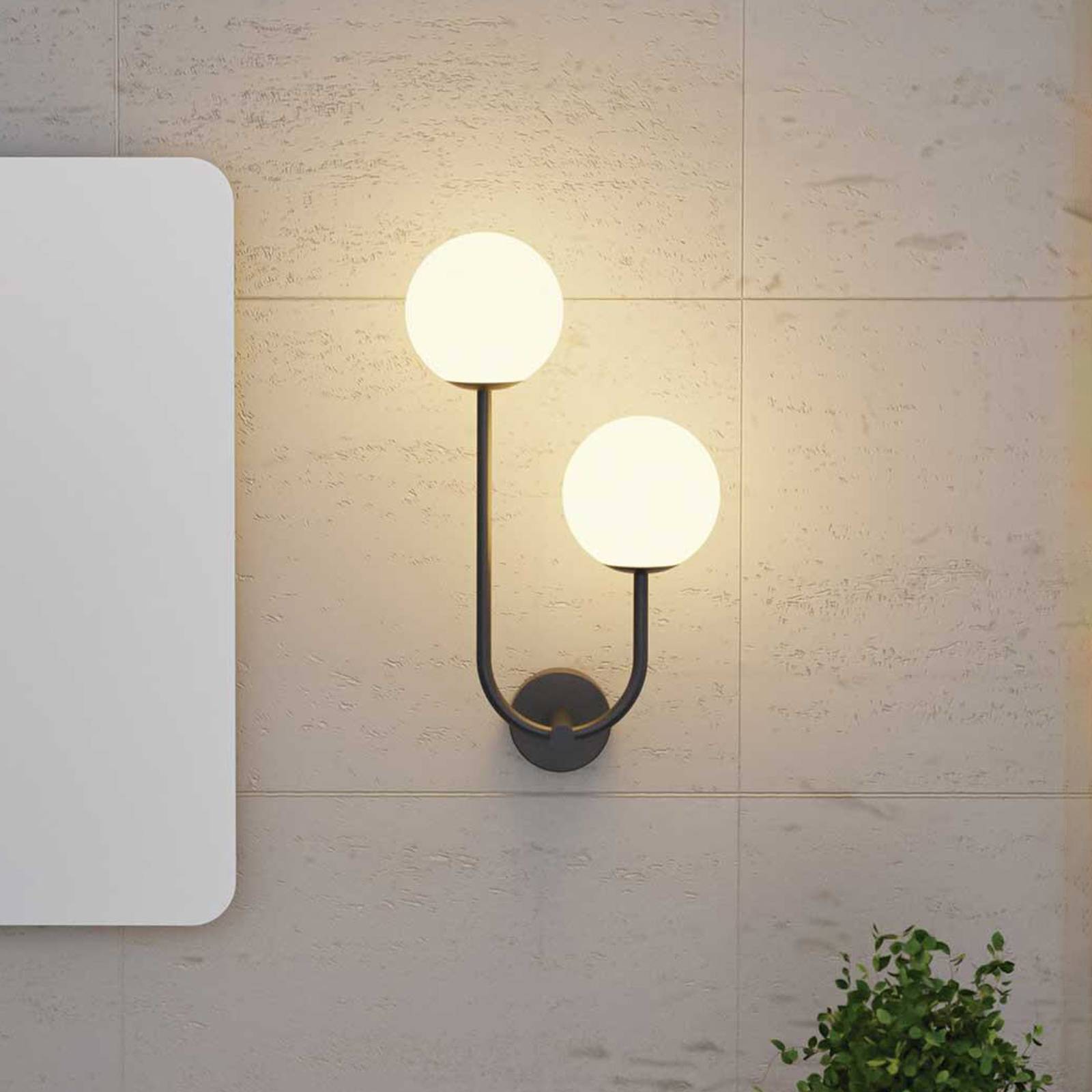 foto del prodotto forlight applique sfera double, nero, vetro, larghezza 23 cm