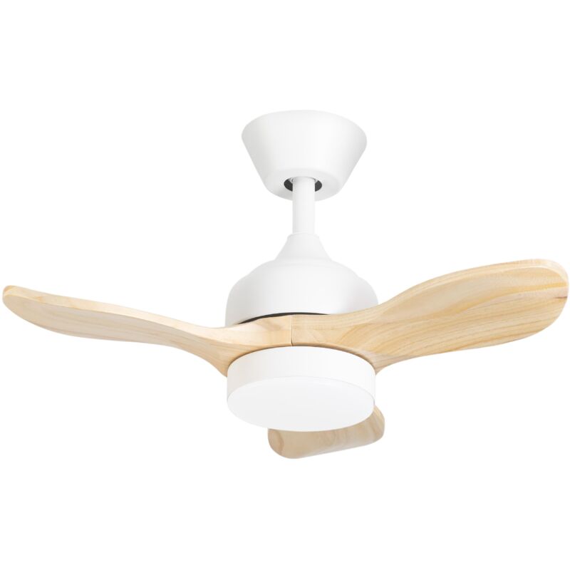 foto del prodotto forlight calar ventilador con selector de temperatura en color blanco y las palas de madera 750 mm