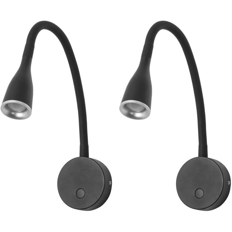foto del prodotto forlight crobat 2 unidades luz led de lectura de 3,8w en color negro. aplique de pared para mesita de noche