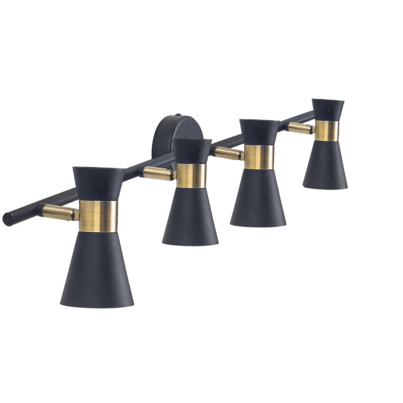 foto del prodotto forlight eufo plaf n en negro con acabado en oro de 4 luces para bombilla gu10