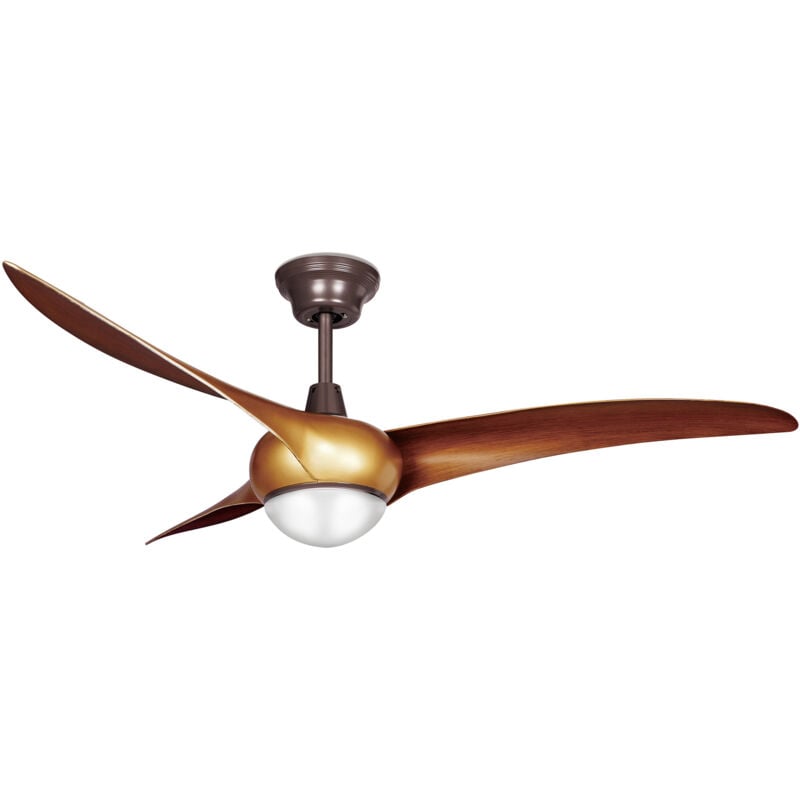 foto del prodotto forlight helix ventilatore da soffitto silenzioso con luce led. 5 velocit , programmabile. rotazione inversa. acciaio marrone legno