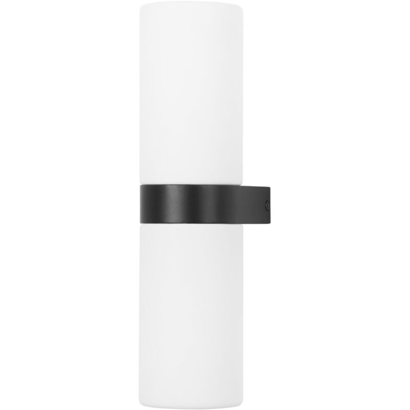 foto del prodotto forlight met aplique de pared para ba o con ip44 para bombillas 2xe14 fabricado en aluminio negro y difusor de cristal opal