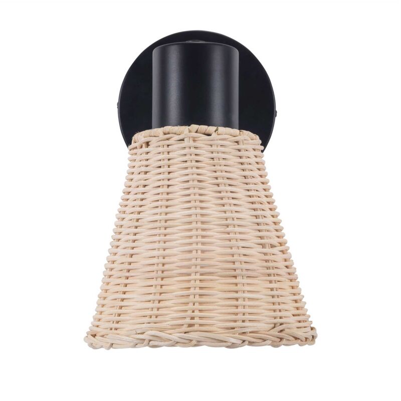 foto del prodotto forlight nature plaf n negro y rattan natural para bombilla e27