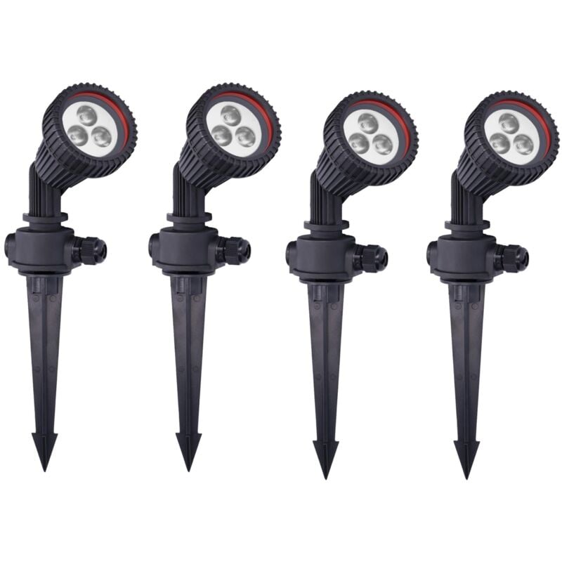 foto del prodotto forlight tidian 4 pezzi faretto da esterno ip65 per giardino. con picchetto per prato. per lampadina gu10. colore nero.