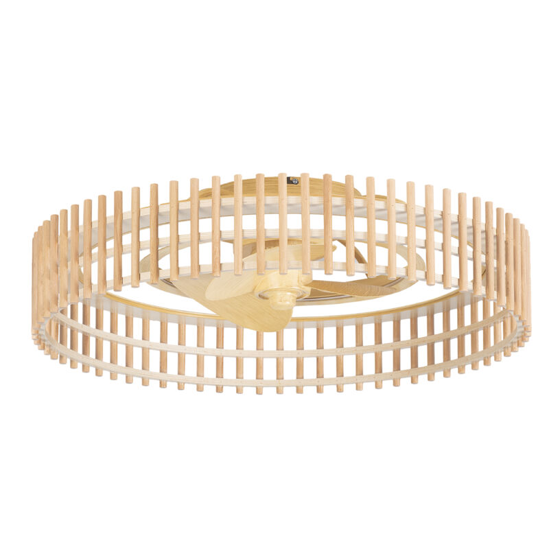 foto del prodotto forlight ventilatore bambu 610mm ip44 led tw 2700 6000k imitazione legno nero 4370
