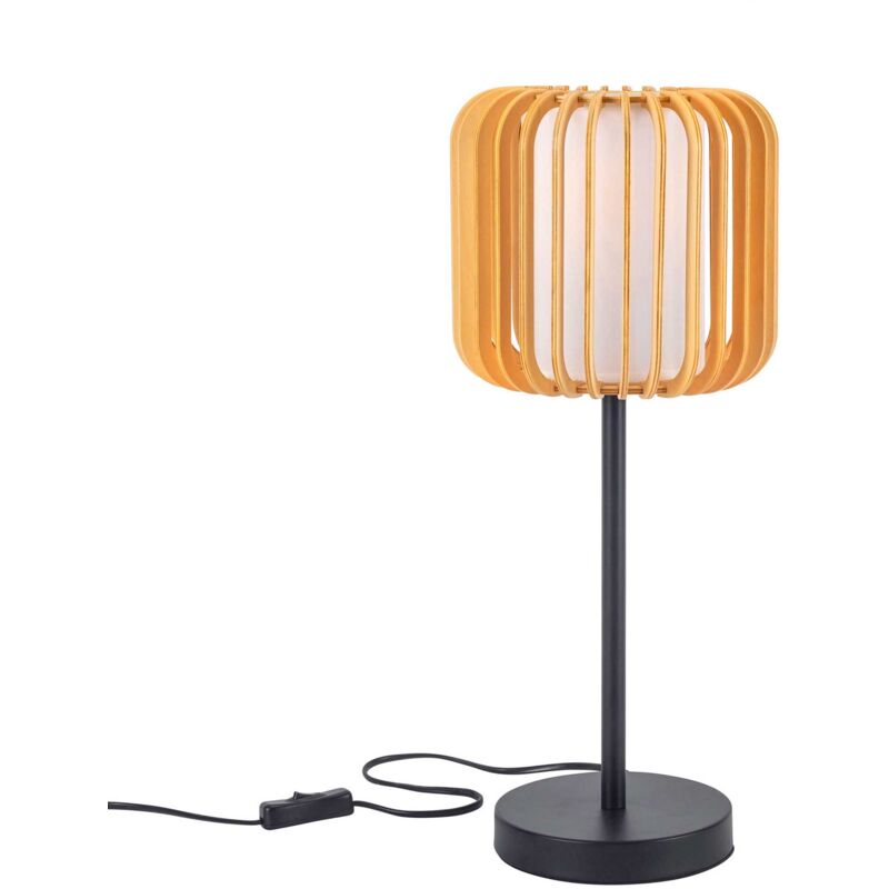 foto del prodotto forlight viva sobremesa en negro y madera clara para bombilla e27