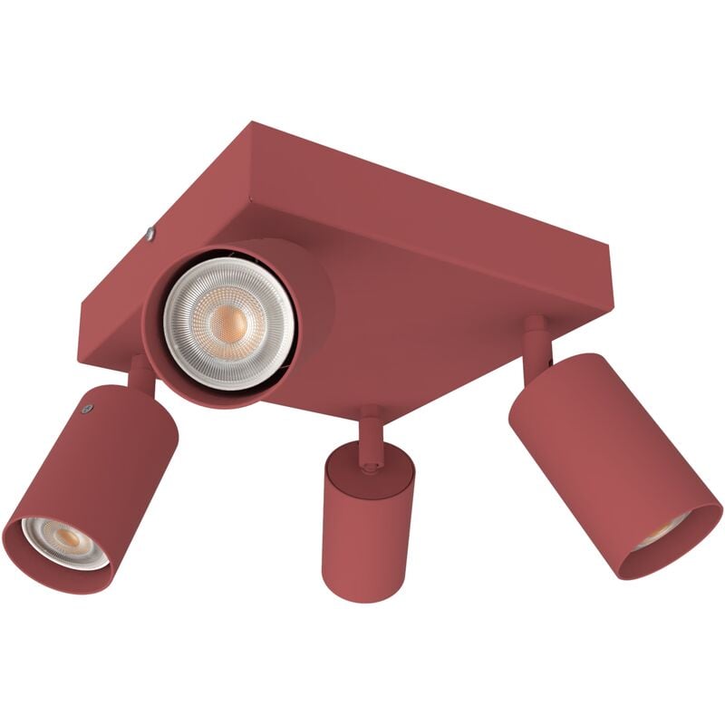 foto del prodotto form q plafoniera, 4x gu10, max 33w, metallo, rosso cowhide, 40x40cm lumicom
