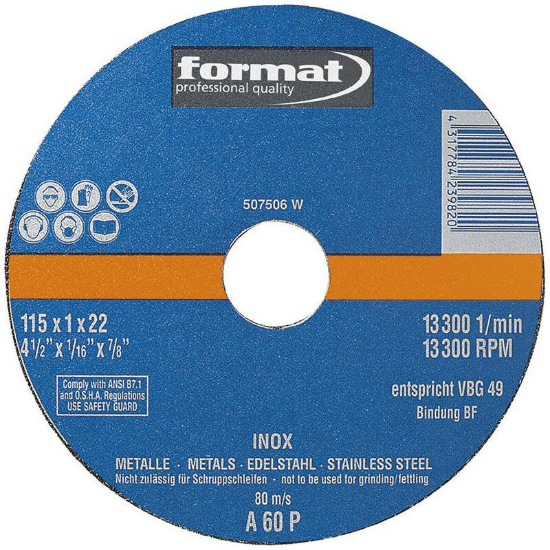foto del prodotto format disco di taglio destro per acciaio inossidabile 125x1mm