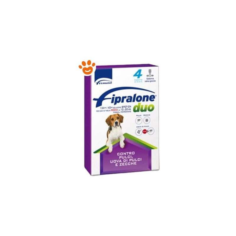 foto del prodotto formevet dog fipralone duo 10 20 kg formevet dog fipralone duo 10 20 kg confezione da 4 pipette