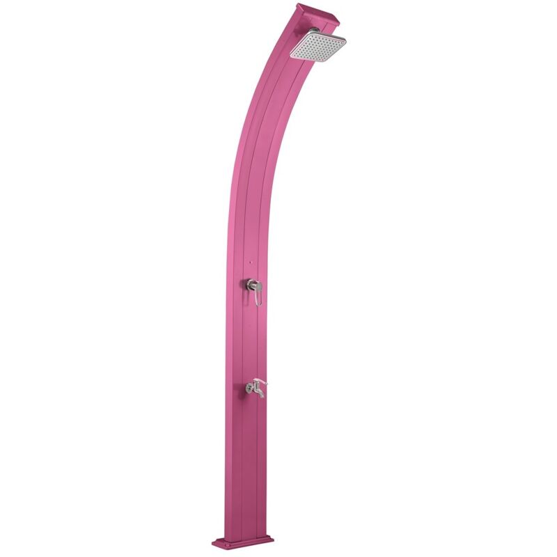 foto del prodotto formidra spring 30l doccia solare da esterno alluminio sciacqua piedi, soffione e miscelatore 26x12x228cm rosa