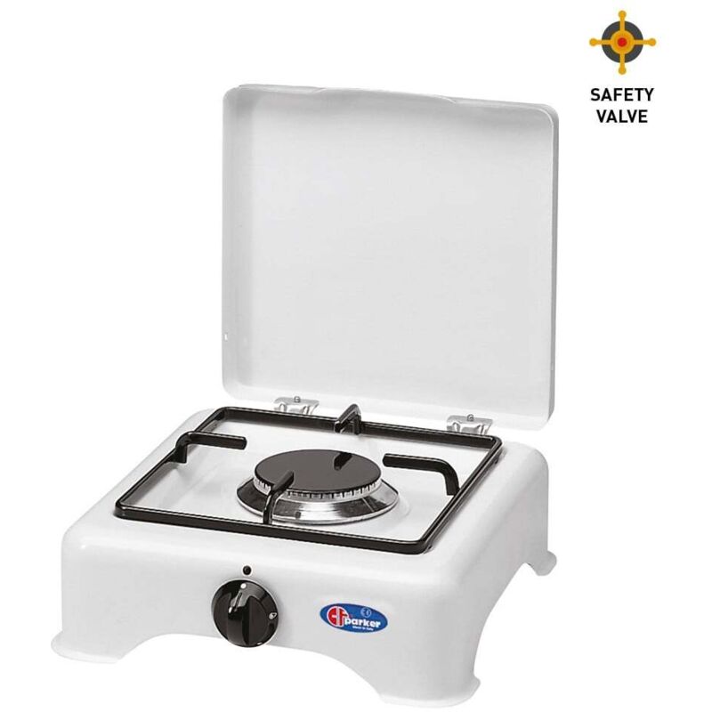 foto del prodotto fornello a gas 1 fuoco con valvola di sicurezza con coperchio mod. 5321gps gpl