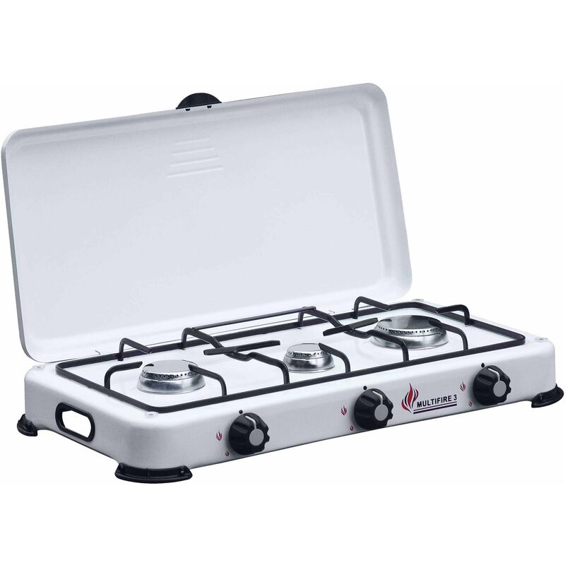 foto del prodotto fornello a gas 3 fuochi con coperchio camping multifire 3