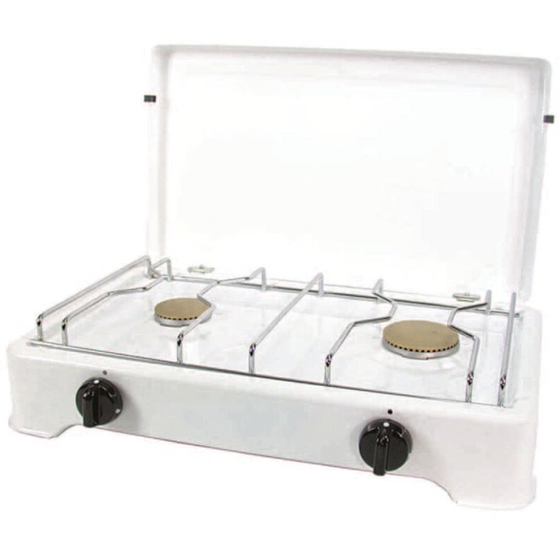 foto del prodotto fornello a gas a 2 fuochi con coperchio cm.52x33x10