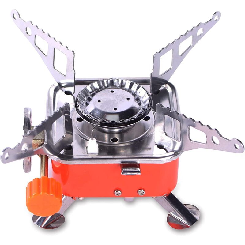foto del prodotto fornello a gas, bruciatore a butano leggero, fornello a gas da campeggio pieghevole, accensione elettronica per escursioni all aperto, zaino in