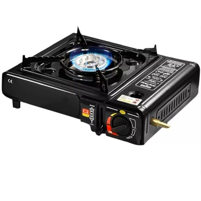 foto del prodotto fornello a gas da campeggio viaggio a doppio attacco cartucce di gas butano o bombola di gas gpl