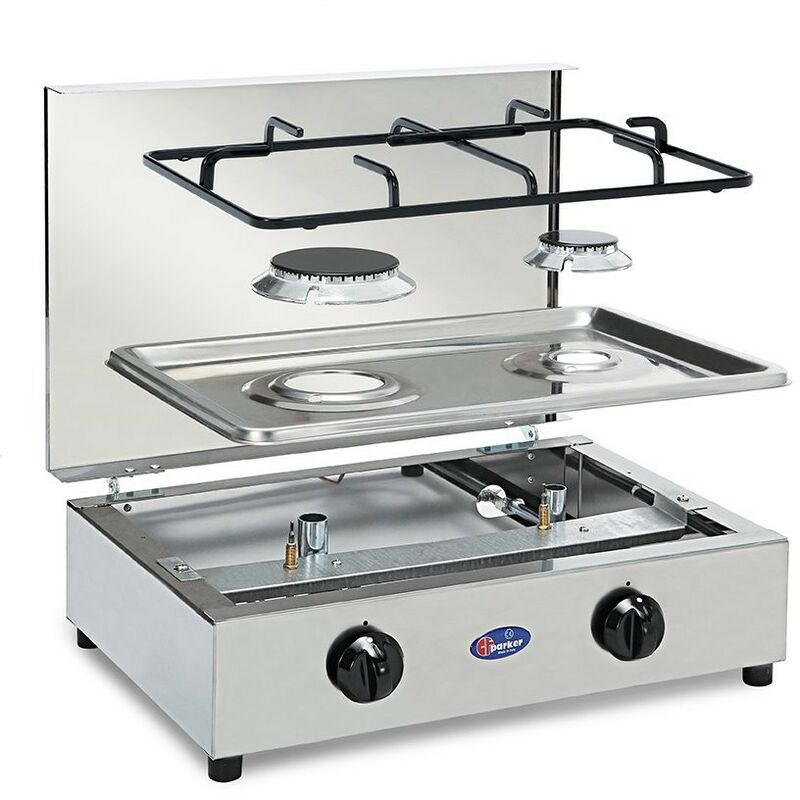 foto del prodotto fornello a gas gpl metano 2 fuochi valvolato con piano estraibile mod. fo3200accgps metano