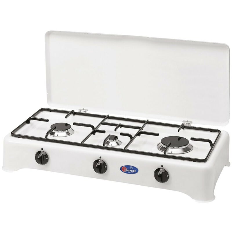 foto del prodotto fornello a gas gpl metano 3 fuochi con valvola di sicurezza cfparker mod. 5324gps gpl