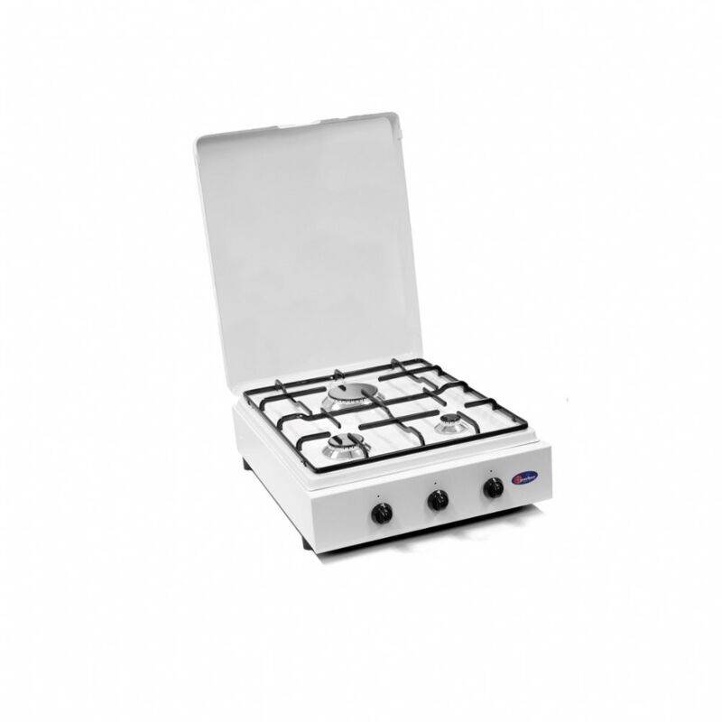 foto del prodotto fornello a gas gpl metano 3 fuochi con valvola di sicurezza piano estraibile mod. 330gps gpl