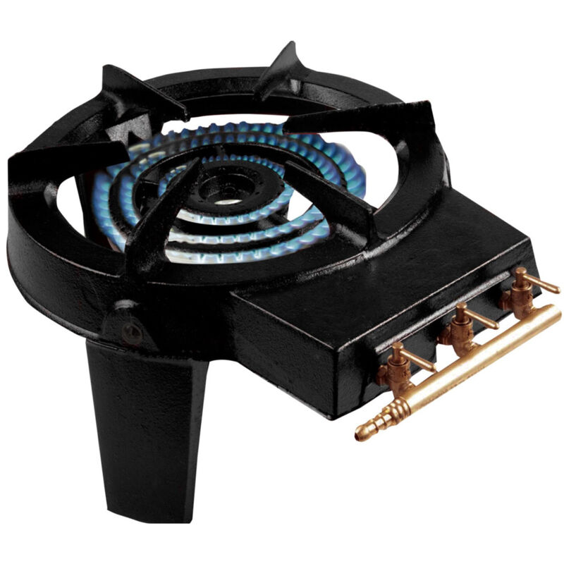 foto del prodotto fornello a gas in ghisa con 3 rubinetti in ottone