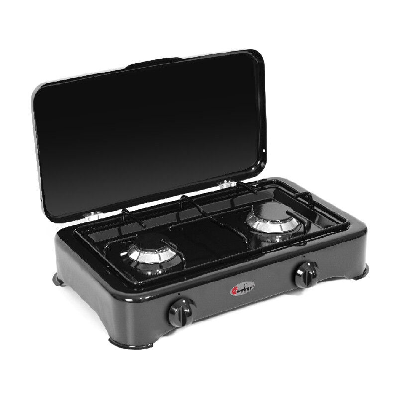 foto del prodotto fornello a gas metano / gpl 2 fuochi smaltato nero cf parker mod. 5326ngp gpl