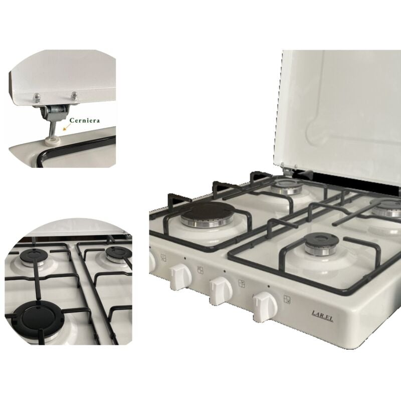foto del prodotto fornello cucinino appoggio 4 fuochi gas gpl valvolato sicurgas piezo