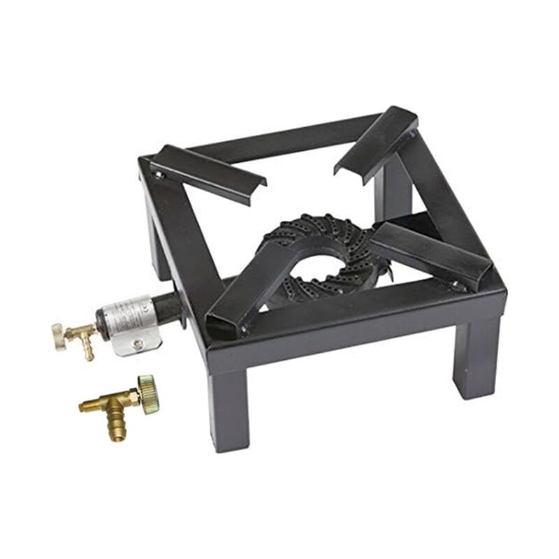 foto del prodotto fornellone cm 45 x 45 rosso nero gas 75 kw gas bombola rubinetto gas metano