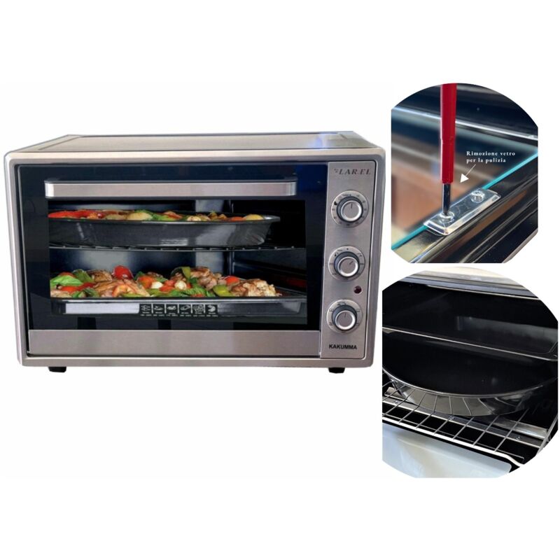 foto del prodotto fornetto forno elettrico 60lt timer ventola luce 2000w kakumma larel grill
