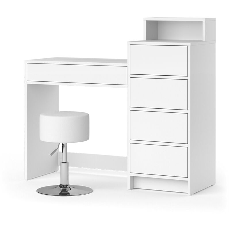 foto del prodotto fornitura tavolino da toilette naara, bianco, 110.5 cm con sgabello vicco