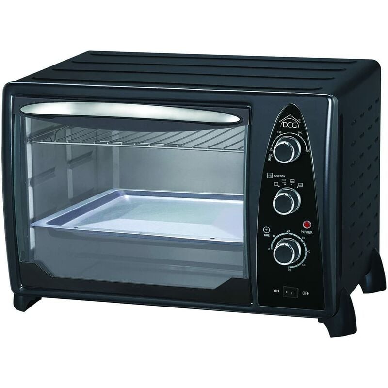 foto del prodotto forno elettrico ventilato 24 litri con termostato regolabile dcg mb9824n, 4 posizioni di cottura, 100 230 , timer 60 minuti