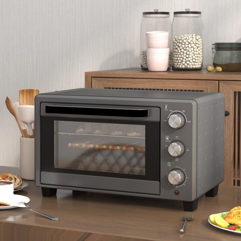 foto del prodotto forno mini 21l 1400w 60 min. timer, fornetto con tempo di cottura regolabile da 100 c a 230 c, con teglia, grill, forno da tavolo in acciaio inox,