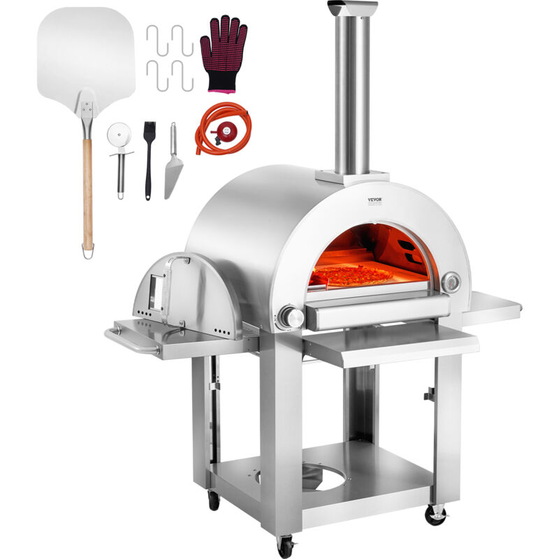 foto del prodotto forno per pizza a doppio combustibile per uso esterno, forno per pizza portatile da 22 , forno per pizza per esterni alimentato a pellet e gas con