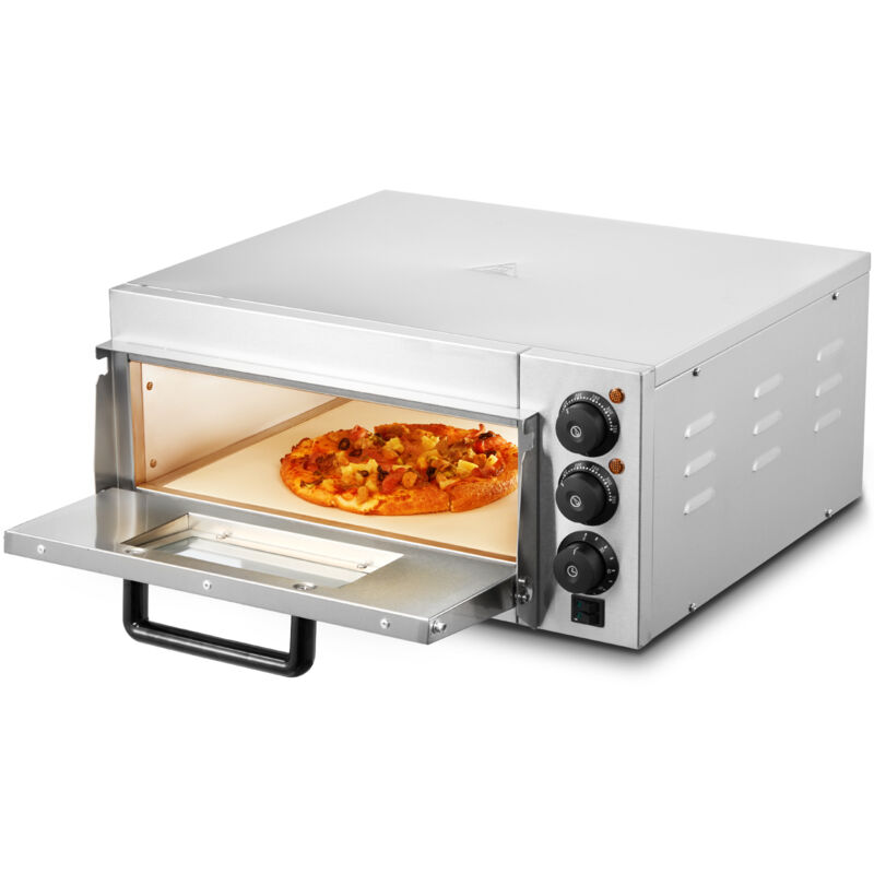 foto del prodotto forno per pizza commerciale da banco , 14 single deck layer, forno elettrico per pizza in acciaio inox con pietra e maniglia, macchina per pizza