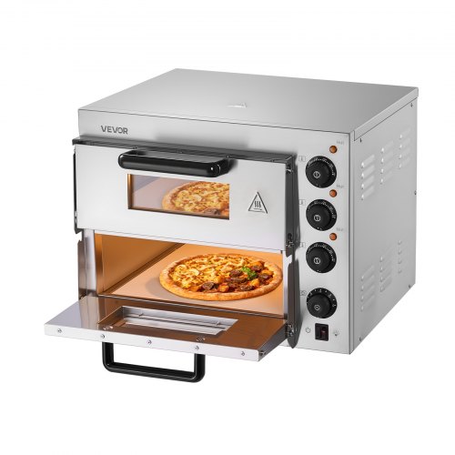 foto del prodotto forno per pizza commerciale da banco vevor, doppio strato da 14, forno elettrico per pizza in acciaio inox con pietra e maniglia, macchina per pizza multiuso per interni per ristoranti, pretzel al forno