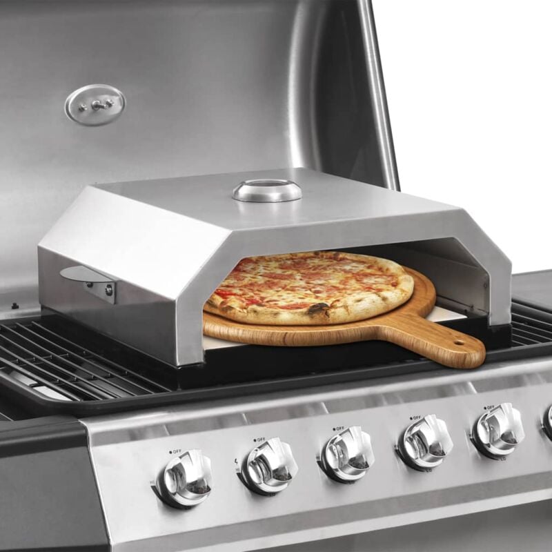 foto del prodotto forno pizza con piastra ceramica per barbecue a gas e carbone vidaxl