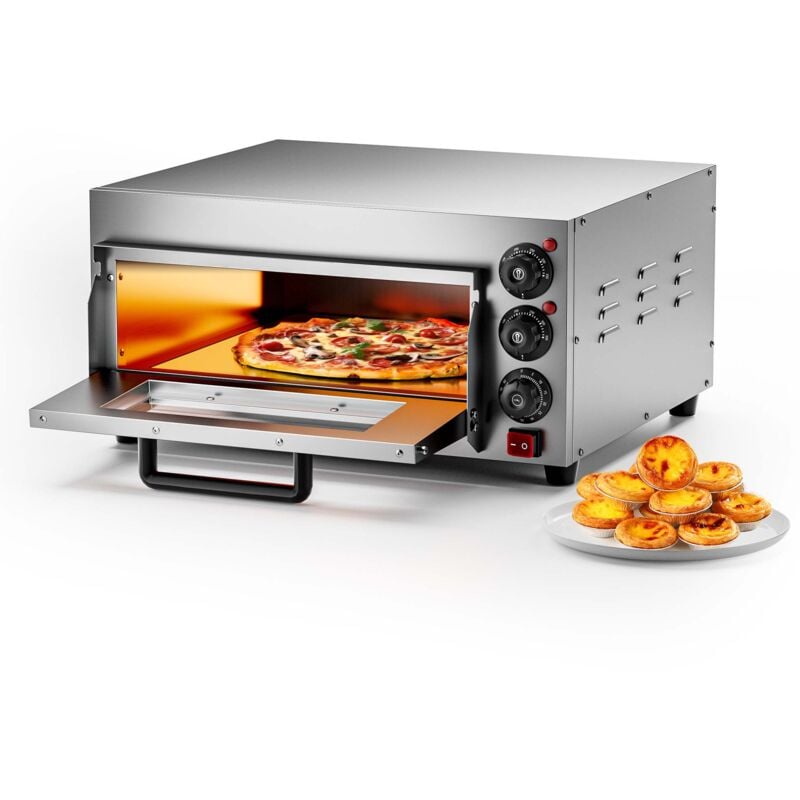 foto del prodotto forno pizza elettrico, con pietra refrattaria in cordierite, 2000w, max 350 c fornetto pizza wiltec