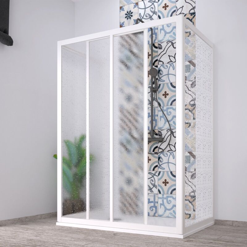 foto del prodotto forte box doccia 3 lati acril in acrilico con profili in pvc apertura laterale riducibile made in italy 70 x 110 x 70 cm