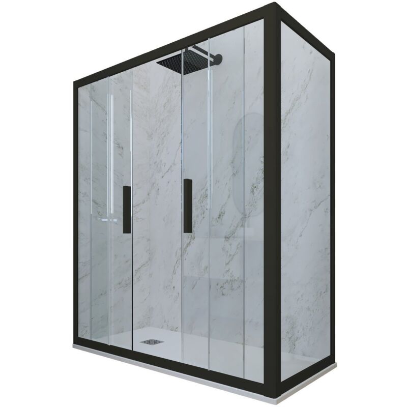 foto del prodotto forte box doccia 70x140 2 ante scorrevole h 200 nero matt glam duo