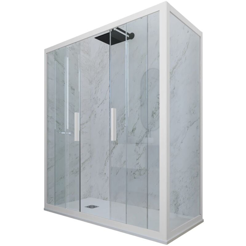 foto del prodotto forte box doccia 70x170 2 ante scorrevole h 200 bianco matt glam duo