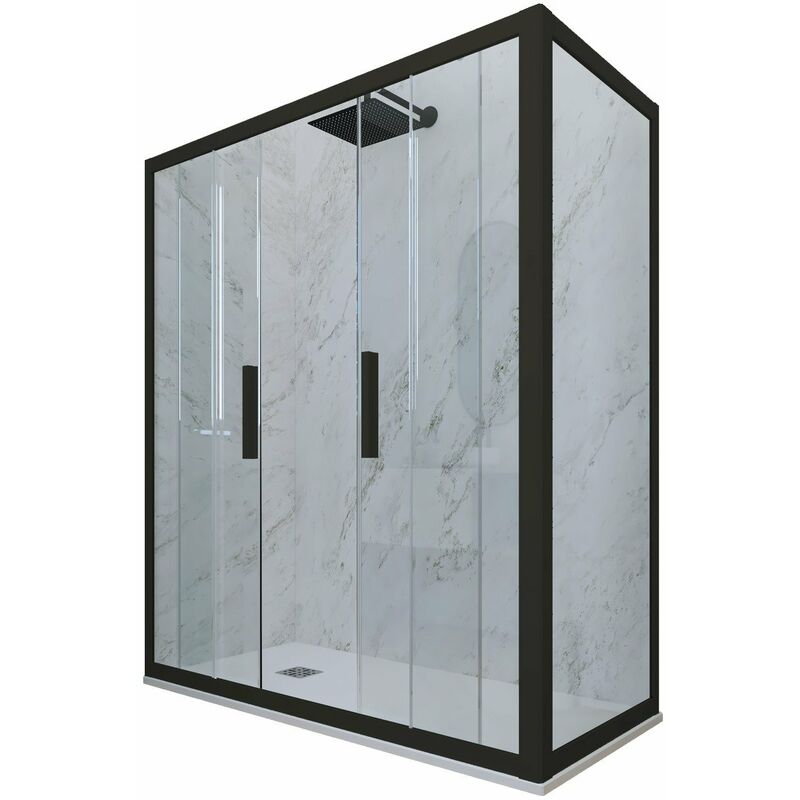 foto del prodotto forte box doccia 70x170 2 ante scorrevole h 200 nero matt glam duo