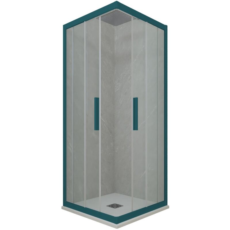 foto del prodotto forte box doccia 70x70 angolare scorrevole verde night watch h 200 kolors