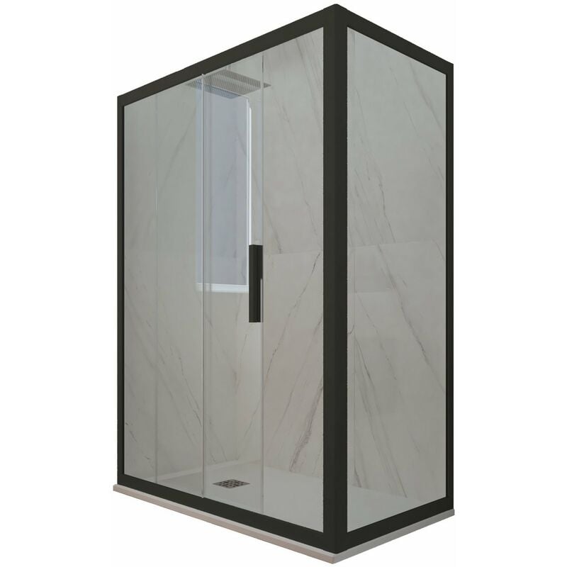 foto del prodotto forte box doccia 75x110 1 anta scorrevole h 200 nero matt deco duo