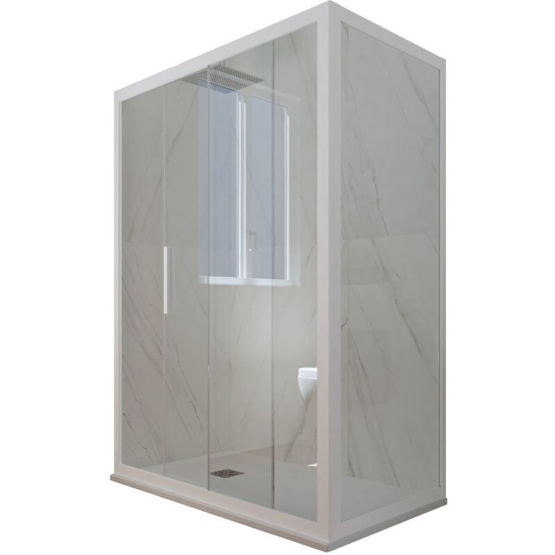 foto del prodotto forte box doccia 80x120 1 anta scorrevole h 200 bianco matt deco duo